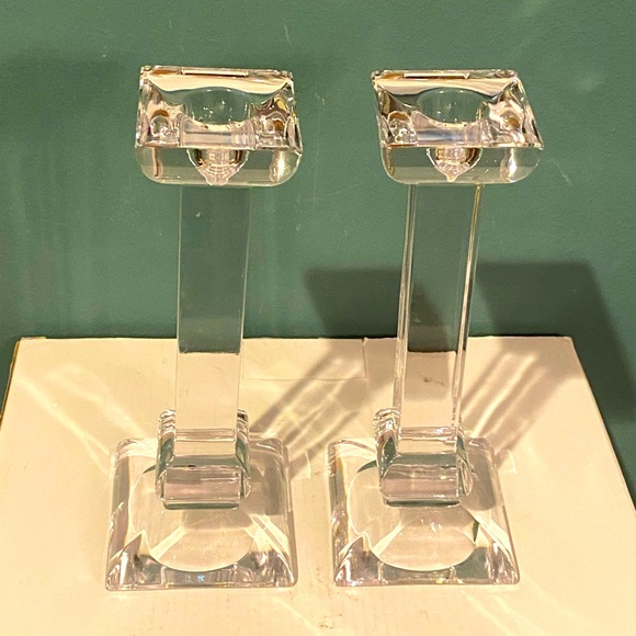 Villeroy & Boch Accents Villeroy Boch Pair Crystal Candle Holders Sienna Signed Made In